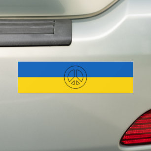 Ukrainian flag peace sign autoaufkleber