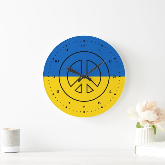 Ukrainian flag peace sign große wanduhr (Zuhause)