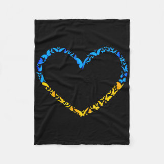Ukrainian Flag Peace Ukraine Flag Butterfly Heart  Fleecedecke