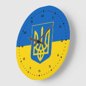 Ukrainian flag the with coat of arms große wanduhr (Winkel)