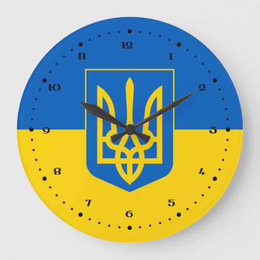 Ukrainian flag the with coat of arms große wanduhr (Vorderseite)