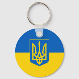 Ukrainian flag with the coat of arms schlüsselanhänger