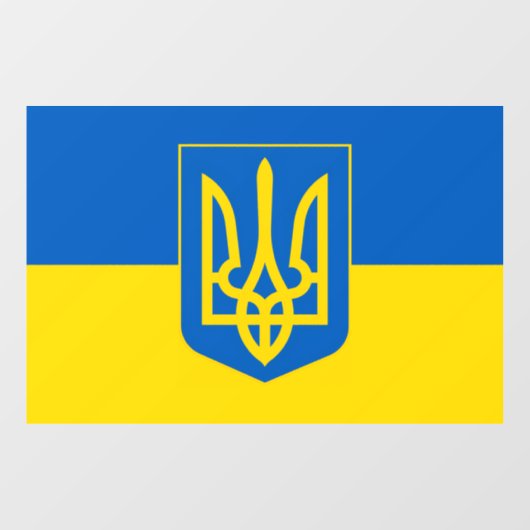 Ukrainian flag with the Trident Coat of Arms. Fensteraufkleber (Blatt)