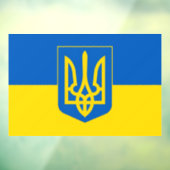 Ukrainian flag with the Trident Coat of Arms. Fensteraufkleber (Blatt 3)