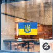 Ukrainian flag with the Trident Coat of Arms. Fensteraufkleber (Café-Fenster)