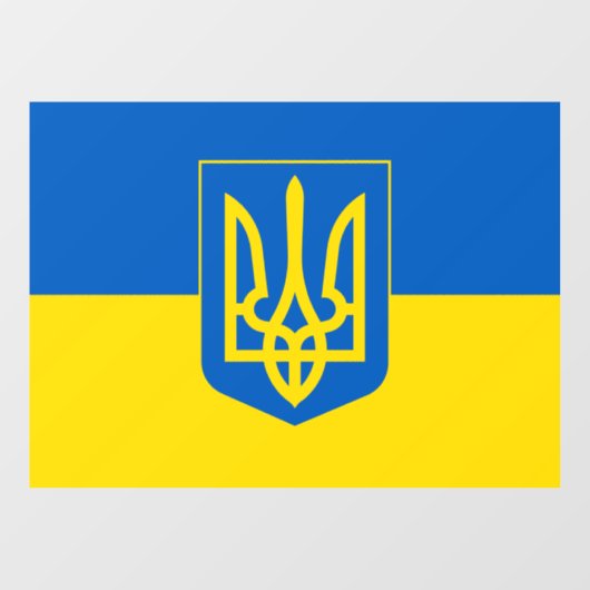 Ukrainian flag with the Trident Coat of Arms. Fensteraufkleber (Blatt)