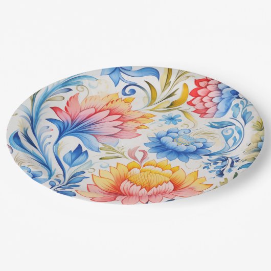 Ukrainian folk art pattern pappteller (Schrägansicht)