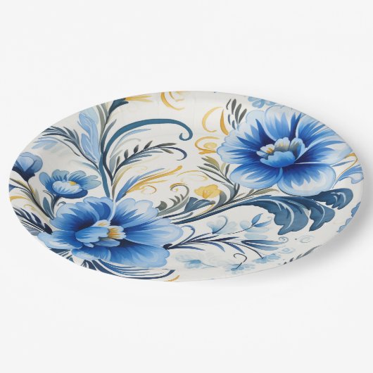 Ukrainian folk art pattern pappteller (Schrägansicht)