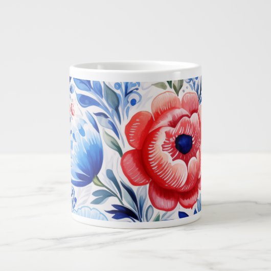 Ukrainian folk art pattern X-Large Coffee Mug Jumbo-Tasse (Vorderseite)