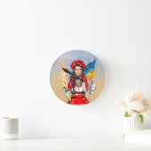 Ukrainian Girl Fighting for Freedom Button Runde Wanduhr (Zuhause)