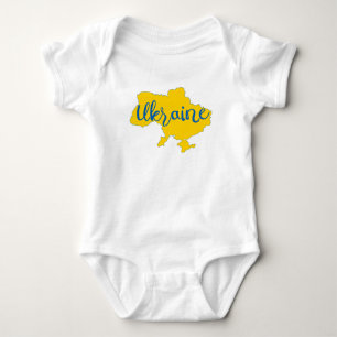 Ukrainian map and lettering baby strampler