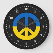 Ukrainian peace sign on a black background große wanduhr (Vorderseite)