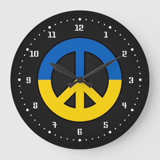 Ukrainian peace sign on a black background große wanduhr (Vorderseite)