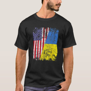 UKRAINIAN ROOTS Halbe amerikanische Fahne UKRAINE T-Shirt