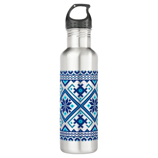Ukrainian traditional vushuvanka folk art pattern  edelstahlflasche (Vorderseite)