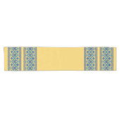 Ukrainian traditional vushuvanka folk pattern blue kurzer tischläufer (Horizontal)