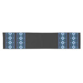 Ukrainian traditional vushuvanka folk pattern blue kurzer tischläufer (Horizontal)