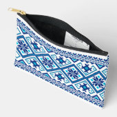 Ukrainian traditional vushuvanka folk pattern blue zubehörtasche (Offen)