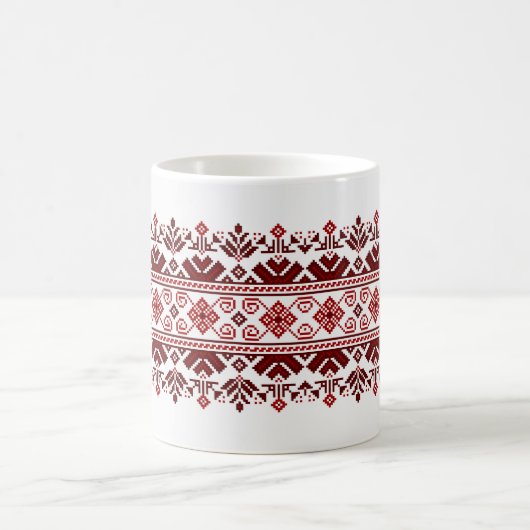 Ukrainian traditional vushuvanka folk pattern red kaffeetasse (Mittel)