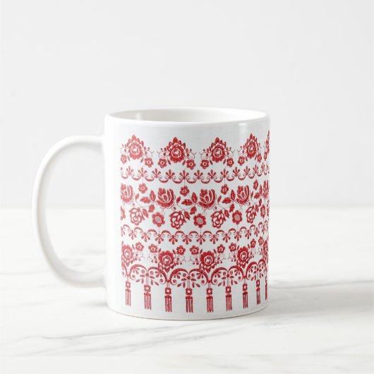 Ukrainian traditional vushuvanka folk pattern red kaffeetasse (Links)