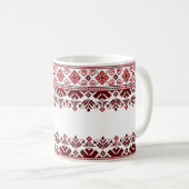 Ukrainian traditional vushuvanka folk pattern red kaffeetasse (VorderseiteRechts)
