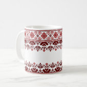 Ukrainian traditional vushuvanka folk pattern red kaffeetasse (Vorderseite Links)