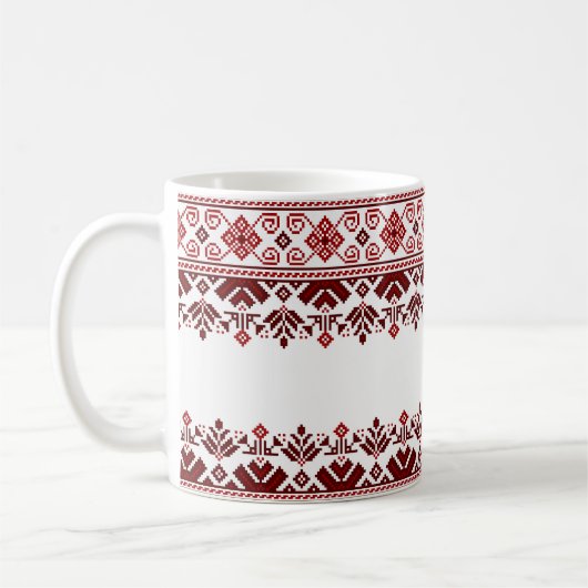 Ukrainian traditional vushuvanka folk pattern red kaffeetasse (Links)