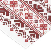 Ukrainian traditional vushuvanka folk pattern red kurzer tischläufer (Ecke)