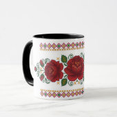 Ukrainian traditional vushuvanka folk pattern rose tasse (Vorderseite Links)