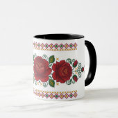 Ukrainian traditional vushuvanka folk pattern rose tasse (VorderseiteRechts)