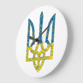 Ukrainian trident textured flag of Ukraine colors Große Wanduhr (Winkel)