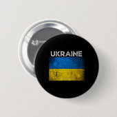Ukrainian Yellow Blue Flag With Word Ukraine Distr Button (Vorne & Hinten)