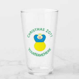 Ukrainianische Weihnachtsflagge Engel Personalisie Glas