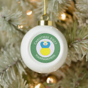 Ukrainianischer Engel Weihnachtsflagge Personalisi Keramik Kugel-Ornament