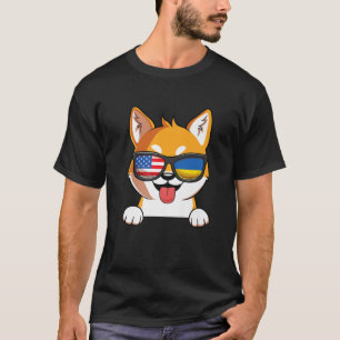 Ukrainisch-Amerikanisch-Shiba Inu Dog Ukraine USA T-Shirt
