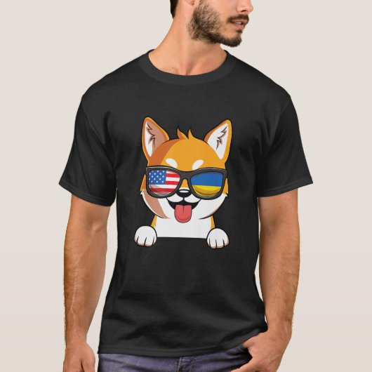 Ukrainisch-Amerikanisch-Shiba Inu Dog Ukraine USA T-Shirt (Vorderseite)