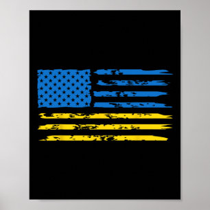 Ukrainisch-amerikanische Flagge Amerika USA Ukrain Poster