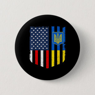 Ukrainisch-Amerikanische Flagge Ukraine USA Amerik Button