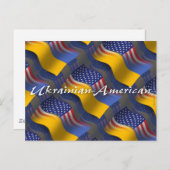ukrainisch-amerikanische Wave-Fahne Postkarte (Vorne/Hinten)