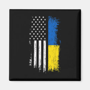Ukrainisch-Amerikanisches Flagge T-Shirt - Stolz U Magnet