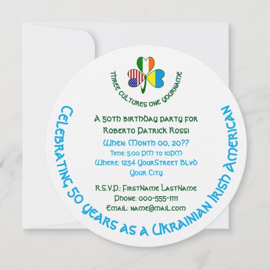 Ukrainisch-amerikanisches Kleeblatt Personal Einladung (Vorderseite)