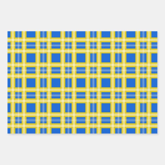 Ukrainisch Blau und Gelb Kariert Geschenkpapier Set (Vorderseite 2)
