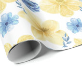 Ukrainisch blaues/gelbes Blumenmuster. Ukraine Geschenkpapier (Rolleneckpunkt)