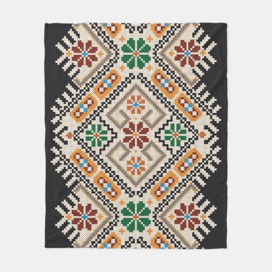 Ukrainisch Cross-Stitch: Ethnisch handgefertigte M Fleecedecke (Vorderseite)