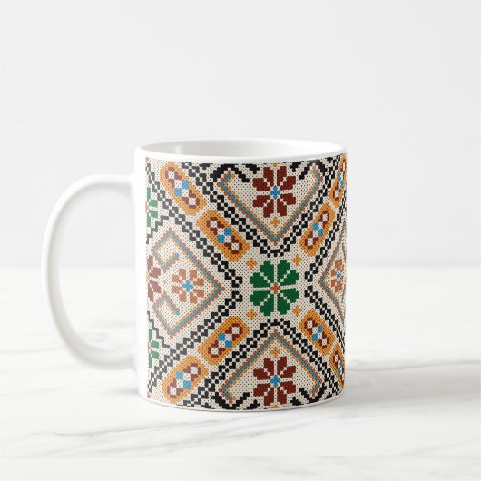 Ukrainisch Cross-Stitch: Ethnisch handgefertigte M Kaffeetasse (Links)