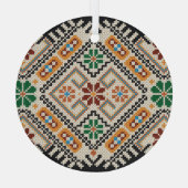 Ukrainisch Cross-Stitch: Ethnisch handgefertigte M Ornament Aus Glas (Rückseite)