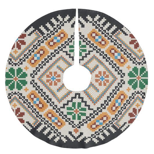 Ukrainisch Cross-Stitch: Ethnisch handgefertigte M Polyester Weihnachtsbaumdecke (Vorderseite)