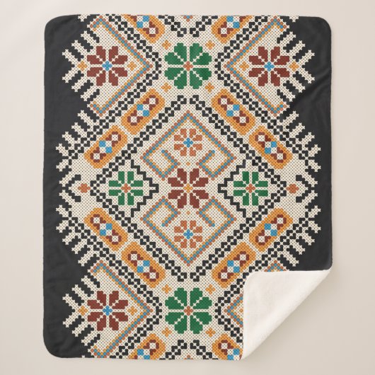 Ukrainisch Cross-Stitch: Ethnisch handgefertigte M Sherpadecke (Vorderseite)