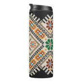 Ukrainisch Cross-Stitch: Ethnisch handgefertigte M Thermosbecher (Nach rechts gedreht)