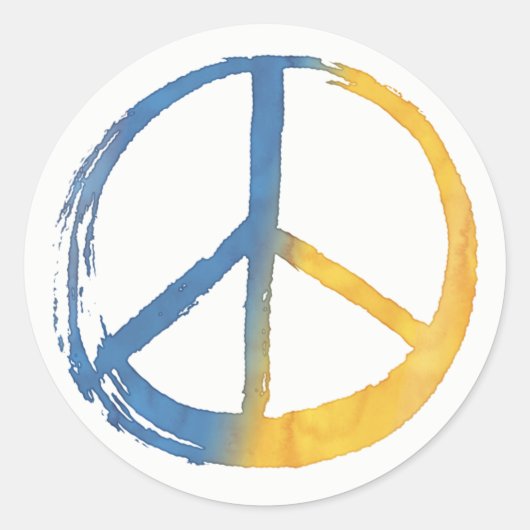 Ukrainisch - PEACE Symbol Blauer Gelber Ukraine Kr Runder Aufkleber (Vorderseite)